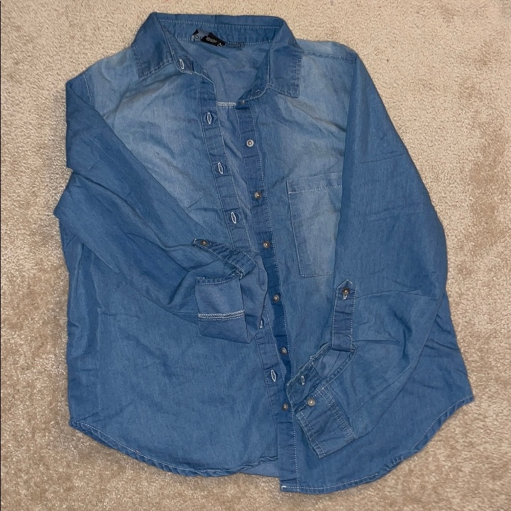 Polly & Esther Cotton Jean Button Up